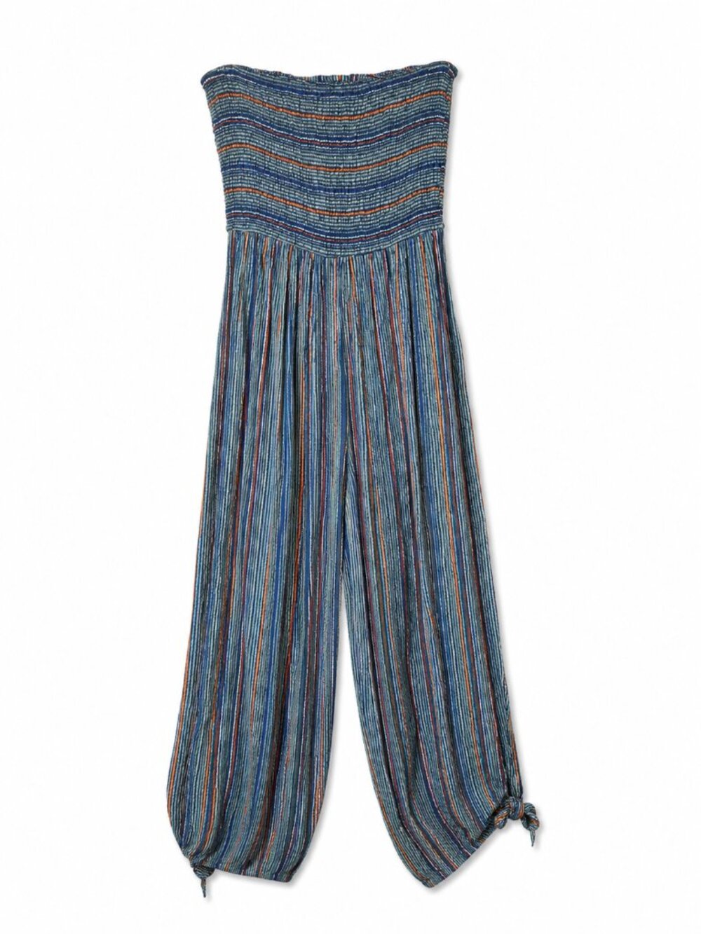 URBAN OUTFITTERS Rambaugh Striped Strapless Smocked Tube Jumpsuit Sz S - Picture 4 of 8